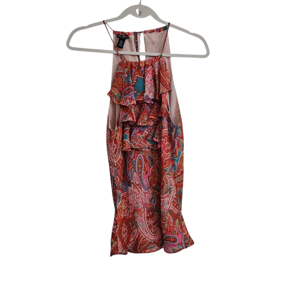 American Living Blouse Womens Small Paisley Ruffle Sleeveless Top Y2K Boho